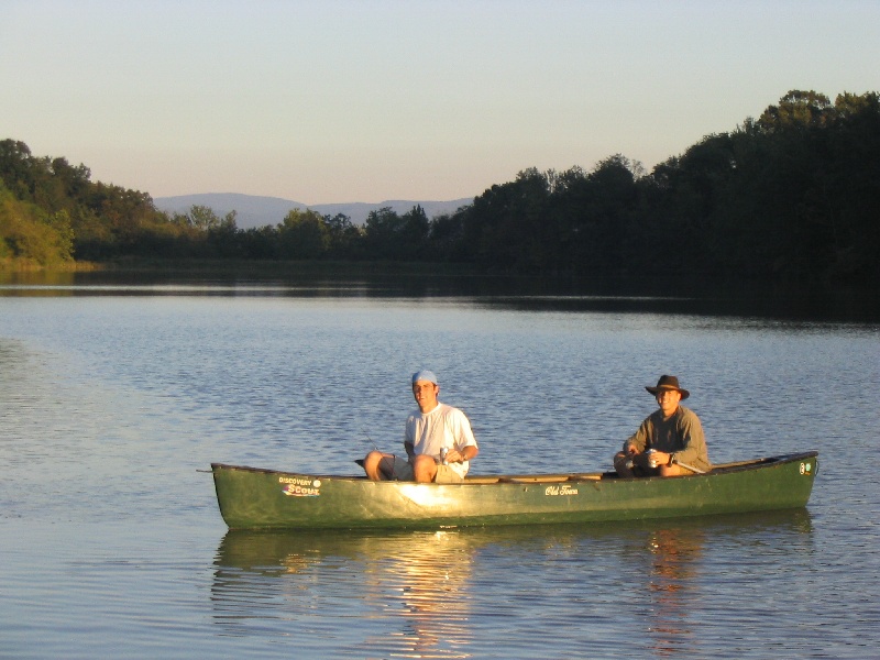 Canoeing back to shore near Shenandoah